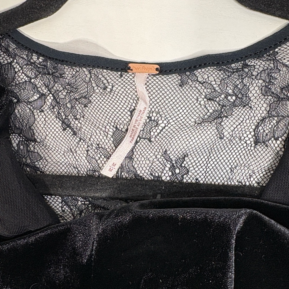 Free People midnight hour Black Velvet with Lace mini dress NWT - Picture 9 of 10